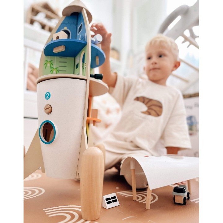 Wooden Space Rocket House Classic World - Set of 51 pieces