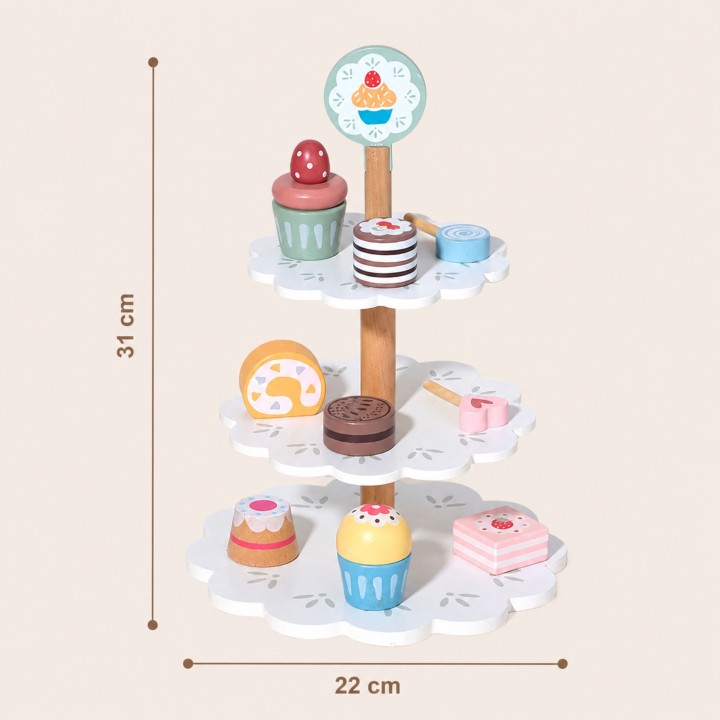 TOOKY TOY Sweets Platter Wooden Stand for Cupcakes and Cakes