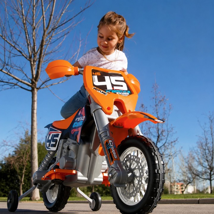 FEBER Motocykl Cross Akumulator 6V Pomarańczowy dla Dzieci