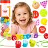 TOOKY TOY Drewniane Klocki do Nawlekania Gąsienica Nauka Liczenia 20 el.