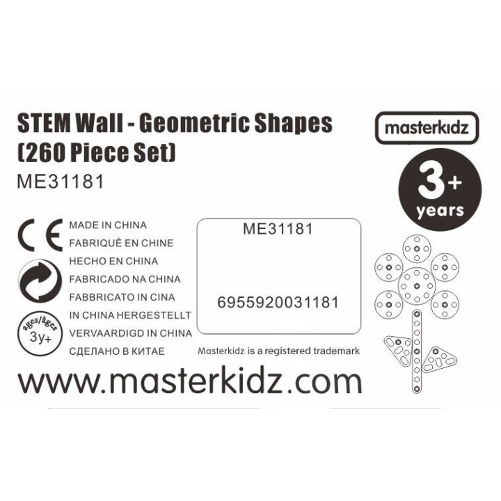 MASTERKIDZ Klocki Geometryczne STEM 260 el. do Paneli Ściennych