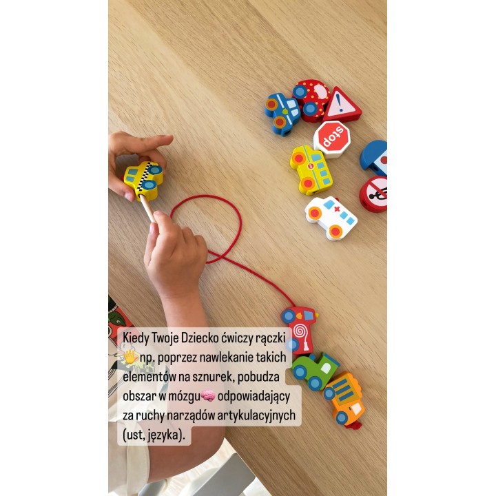 VIGA Drewniane Klocki Przeplatanka Sznurowanka Samochody  игрушки