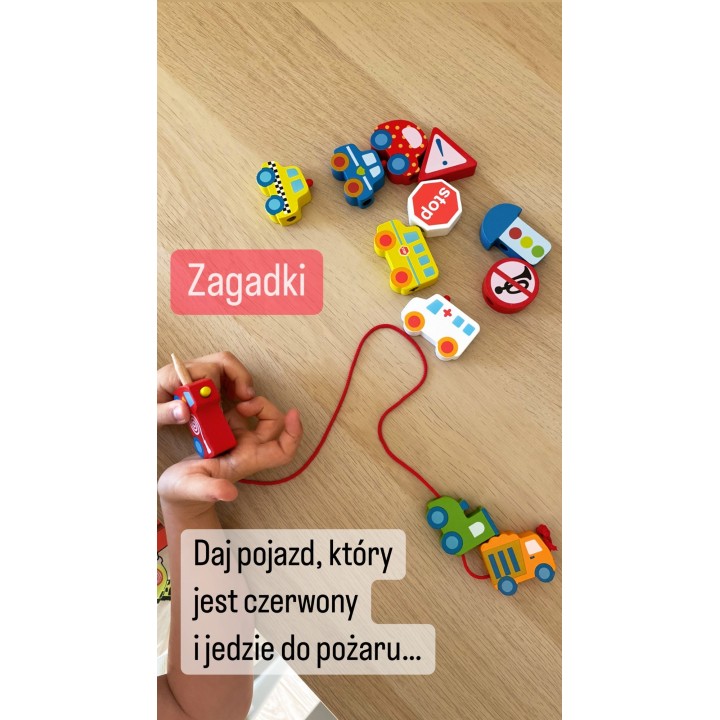 VIGA Drewniane Klocki Przeplatanka Sznurowanka Samochody  игрушки