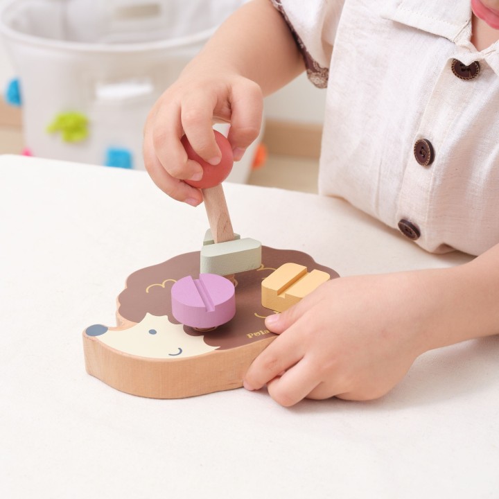 VIGA Wooden Hedgehog Toy with Screws Montessori - Creative Play