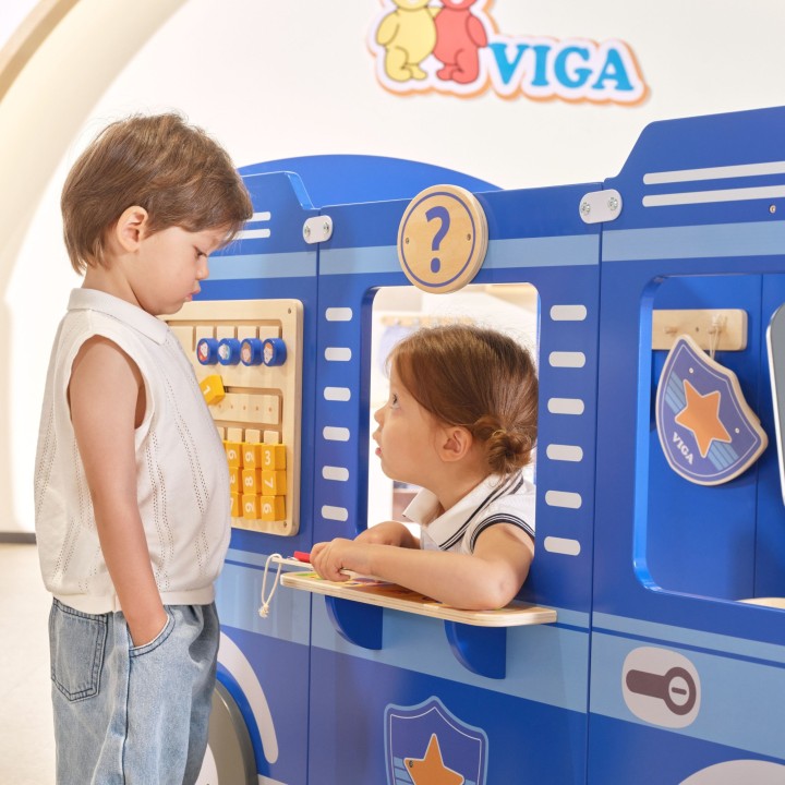 Duży Radiowóz Policyjny VIGA - Drewniana Zabawka Edukacyjna Dla Dzieci