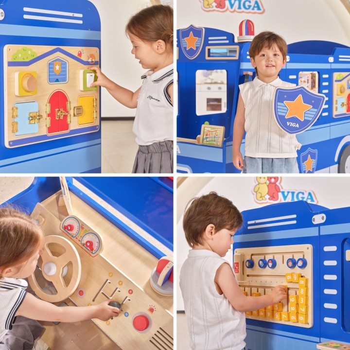 Large VIGA Police Car - Wooden Educational Toy For Children