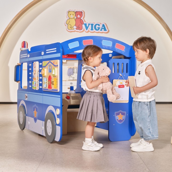 Large VIGA Police Car - Wooden Educational Toy For Children