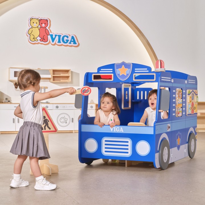 Large VIGA Police Car - Wooden Educational Toy For Children