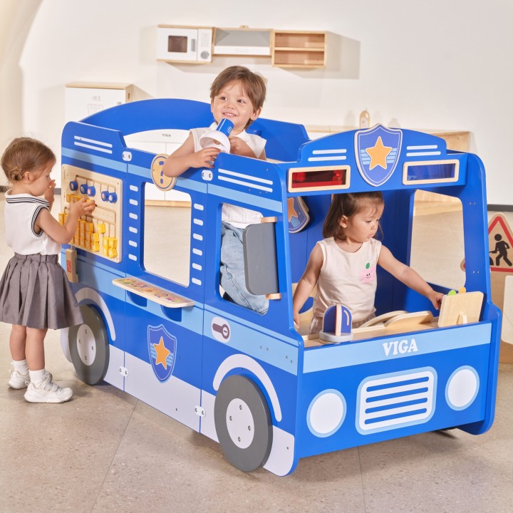 Large VIGA Police Car - Wooden Educational Toy For Children