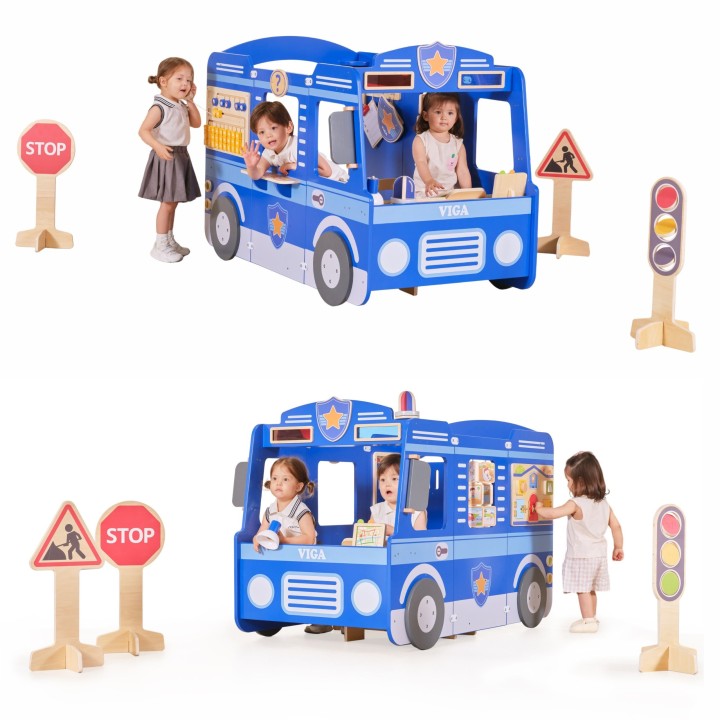 Large VIGA Police Car - Wooden Educational Toy For Children