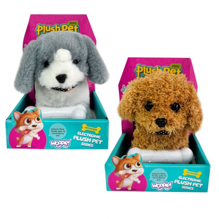 Interactive Plush Dog with Bone Walking Woopie