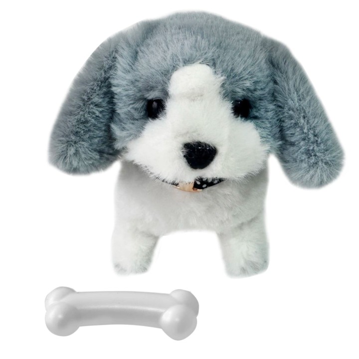 Interactive Plush Dog with Bone Walking Woopie
