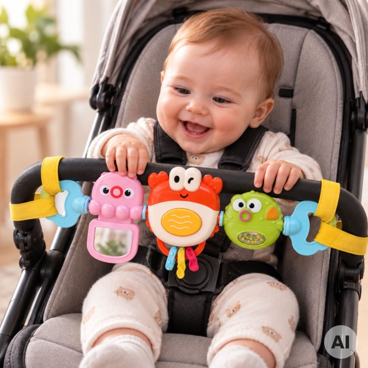 WOOPIE Sensory Panel for Stroller Playing Crab Mirror 6m+
