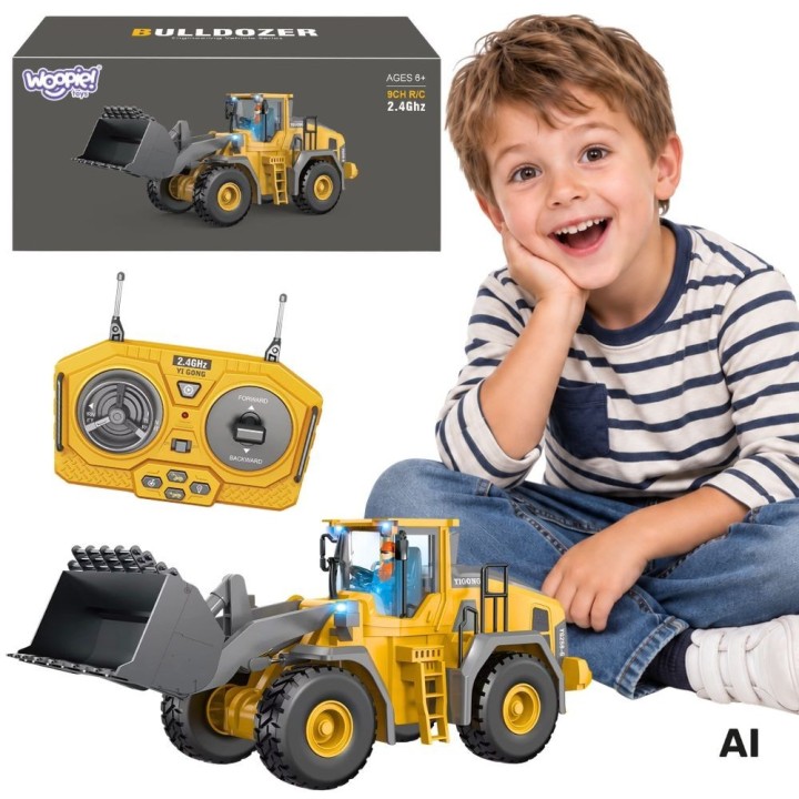 Ładowarka Budowlana RC Woopie - 9 Kanałów 2,4 GHz Metal Światło Dźwięk
