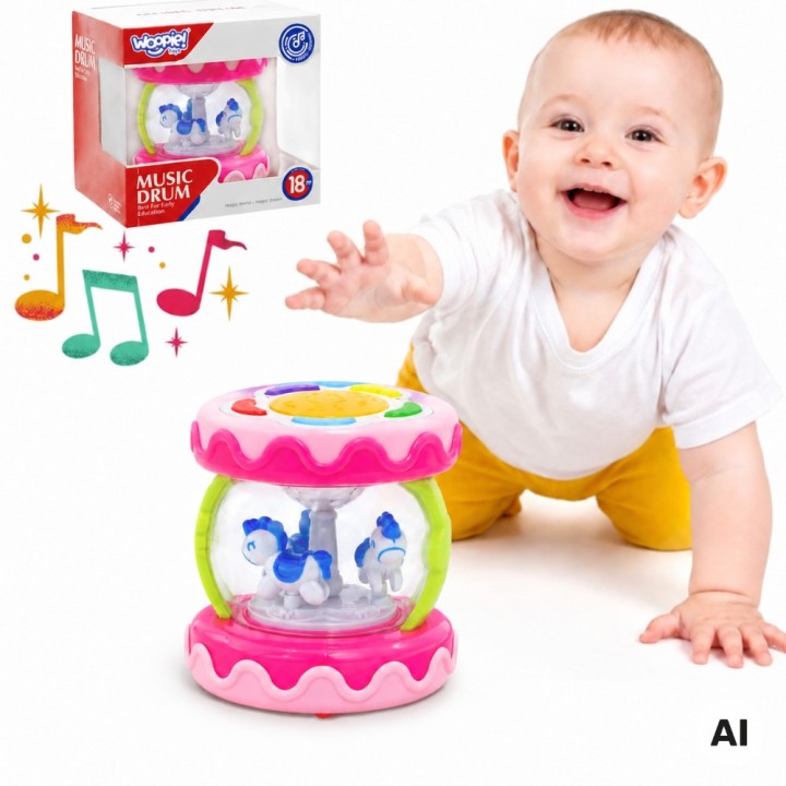 3-in-1 Musical Drum for Babies + Crawling Roller