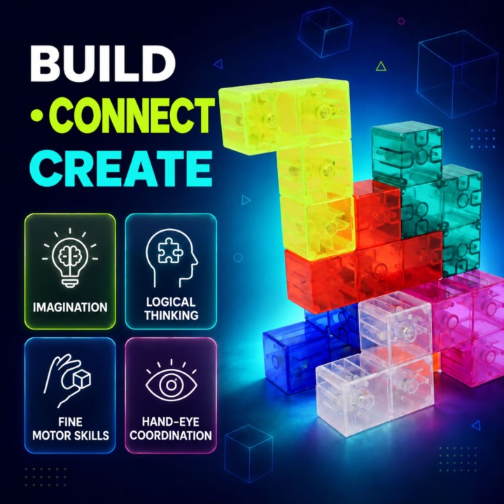 Klocki magnetyczne Tetris układanka kostka DIY 3D edukacyjne