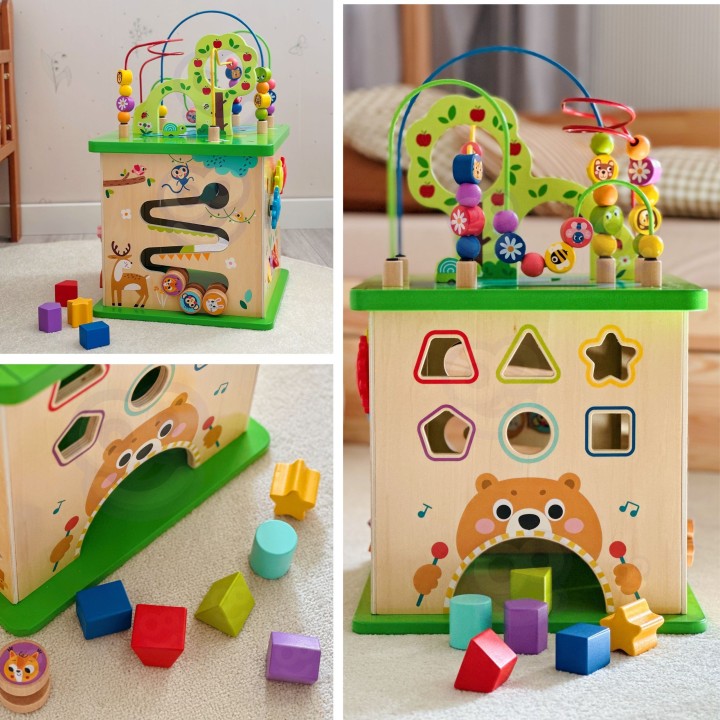 TOOKY TOY Kostka Edukacyjna Sorter Labirynt Przeplatanka zwierzątka