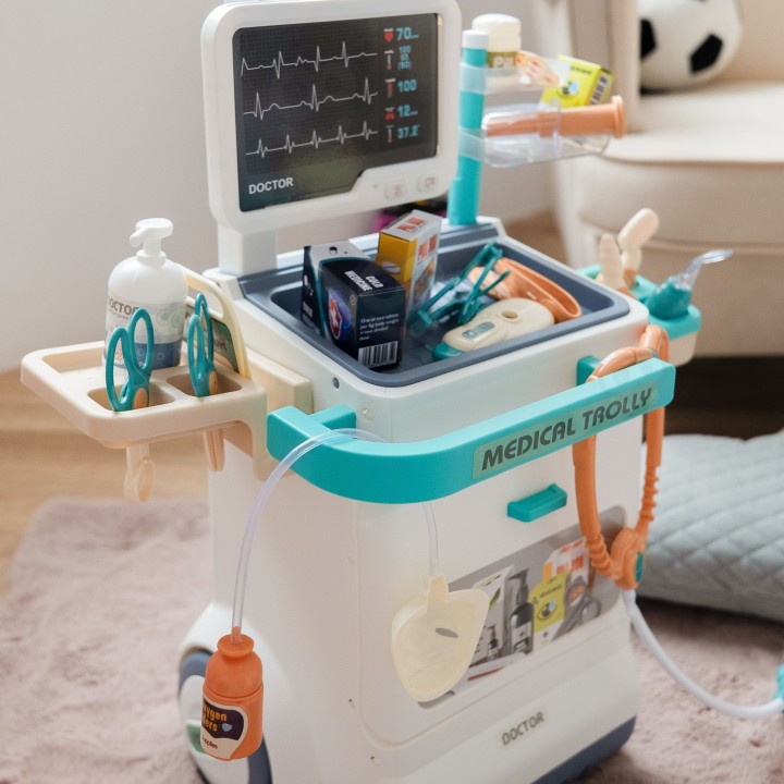 Educational Doctor's Trolley Little Doctor EKG Sound Light 26pcs