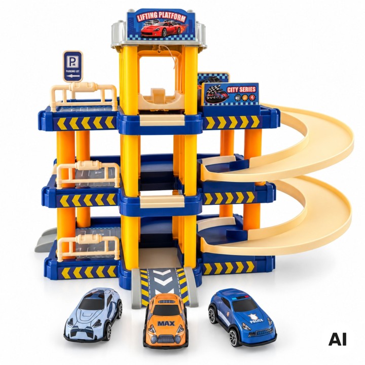 Multi-storey car park - Manual lift and cars