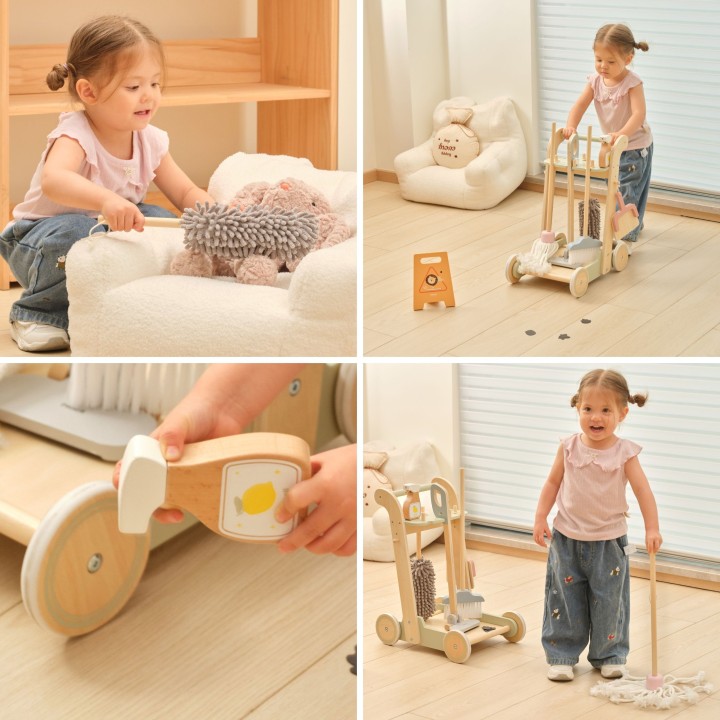 VIGA Wooden Cleaning Cart - 11-piece Set for Children