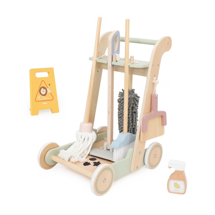 VIGA Wooden Cleaning Cart - 11-piece Set for Children