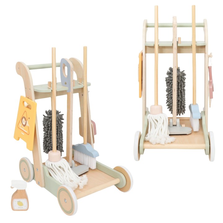 VIGA Wooden Cleaning Cart - 11-piece Set for Children