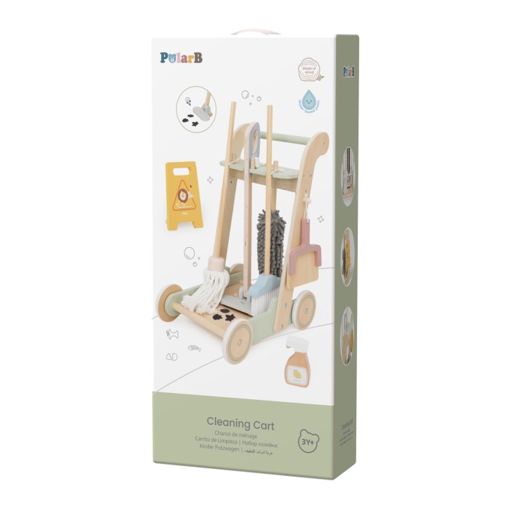 VIGA Wooden Cleaning Cart - 11-piece Set for Children