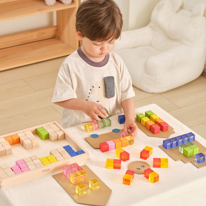 VIGA 108-piece light blocks - acrylic and wooden blocks