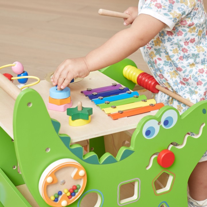 VIGA Drewniany Pchacz Edukacyjny Krokodylek 12w1 - Przyjemna Nauka