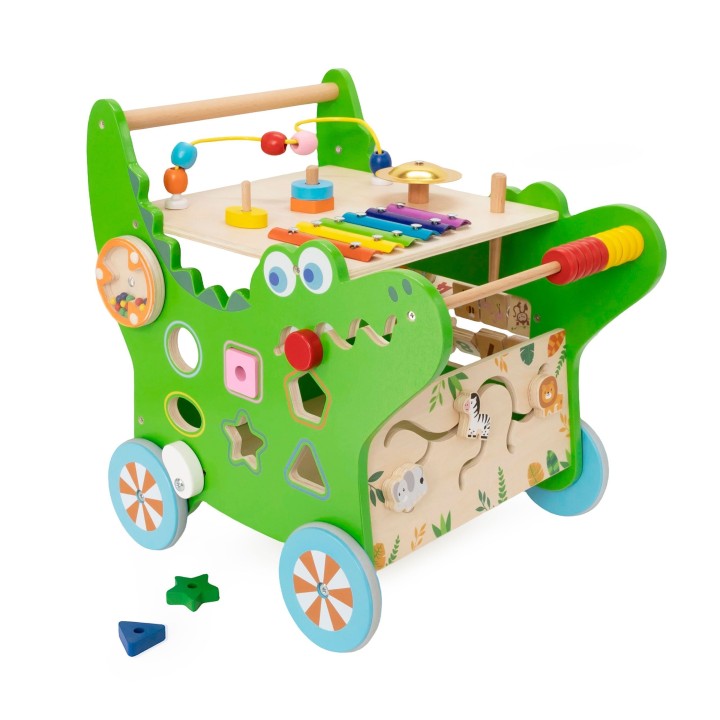 VIGA Wooden Educational Crocodile Pusher 12 in 1 - Fun Learning