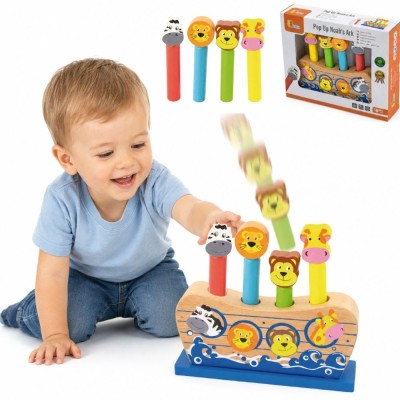 VIGA Wooden Jumping Animals Noah's Ark - fun and education