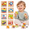 Viga Wooden Montessori Puzzle Magnetic Puzzle Educational Vehicles