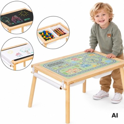 Woopie Wooden Activity Table - Chalkboard Map