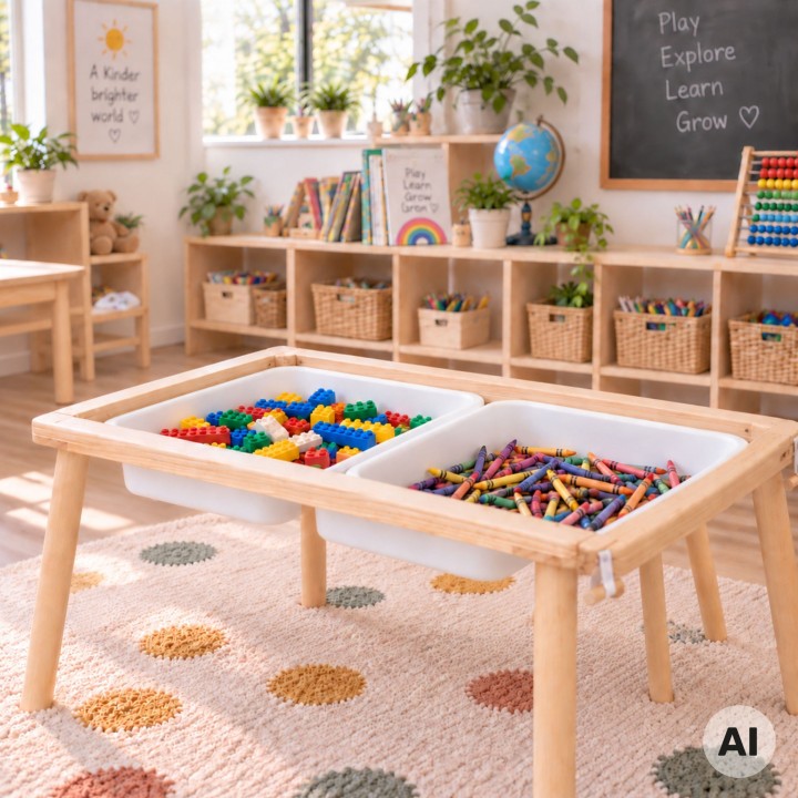 Woopie Wooden Activity Table - Chalkboard Map