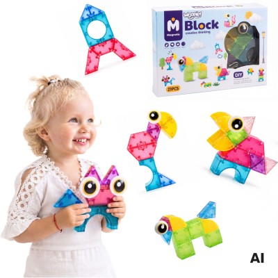 WOOPIE Klocki Magnetyczne M Block 21 el. – Kreatywna Zabawa