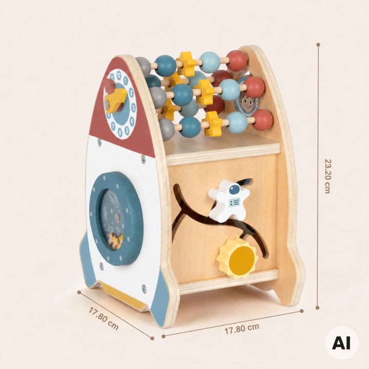 TOOKY TOY Kosmiczna Rakieta Aktywności Sorter Labirynt Drewniany