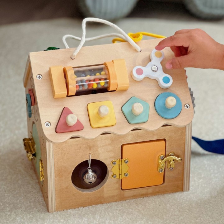 TOOKY TOY wooden manipulative house - toy with locks