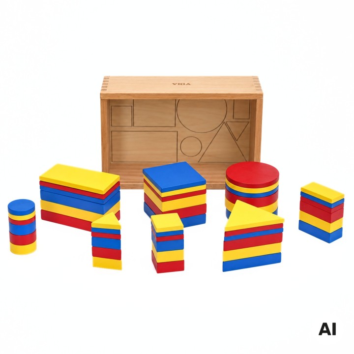 Dienes Wooden Blocks Geometric Shapes Viga Toys Montessori