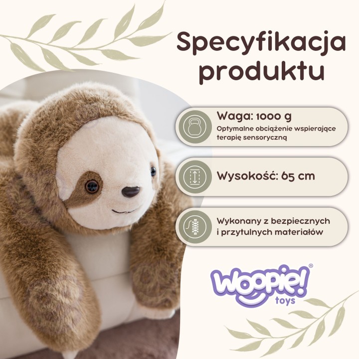 WOOPIE Sloth Sensory Plush Weighted Toy 1kg For Silence