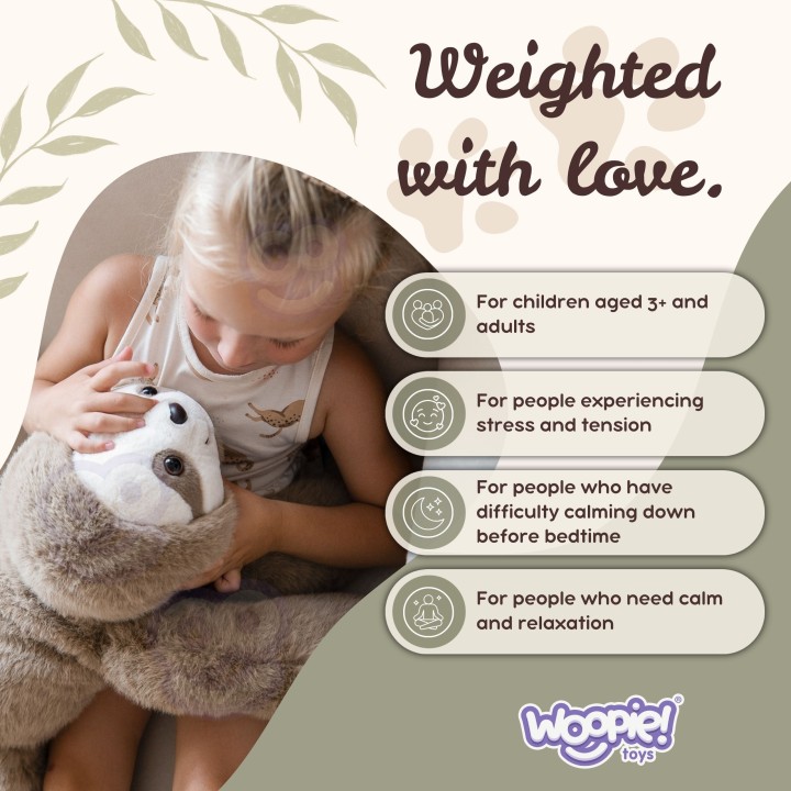 WOOPIE Sloth Sensory Weighted Plush Toy 2.5kg For Soothing Sleep