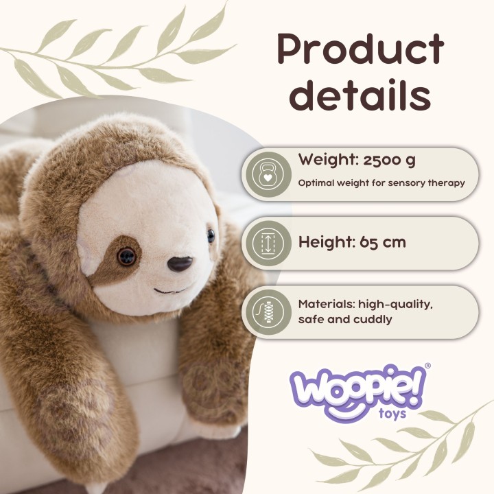 WOOPIE Sloth Sensory Weighted Plush Toy 2.5kg For Soothing Sleep