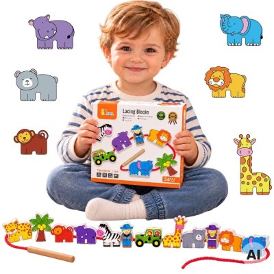 Viga Safari and ZOO Threading Blocks – Creative Fun for Toddlers
