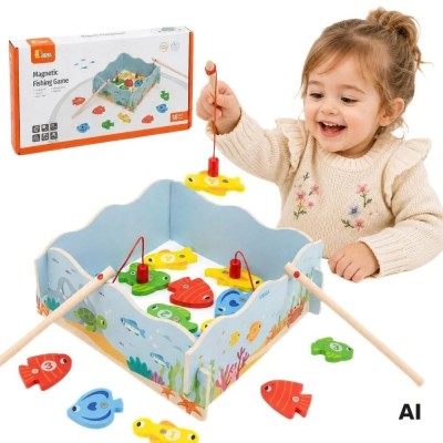 Wooden Magnetic Fishing Game Viga - fun and learning for toddlers