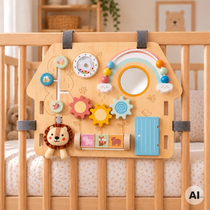 2-in-1 8-piece Classic Villages Manipulation Board - Wooden Educational Toy