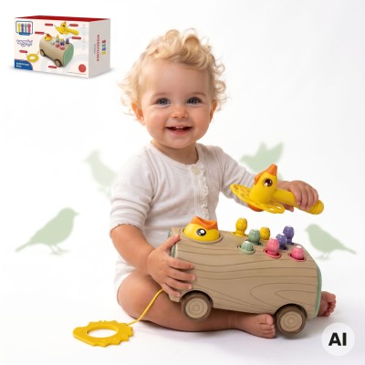 WOOPIE Woodpecker Game Bug Hammer 3in1 Stroller Puller for Babies