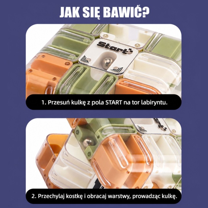 Łamigłówka Labirynt 3D z Kulką Kostka - Gra Logiczna