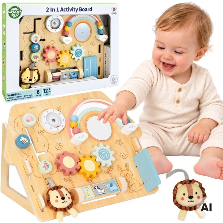 2-in-1 8-piece Classic Villages Manipulation Board - Wooden Educational Toy