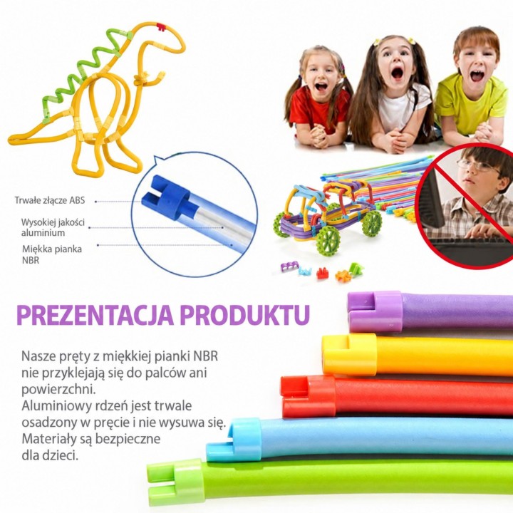 WOOPIE Zestaw Konstrukcyjny 3D 160 el. Kreatywne Patyczki
