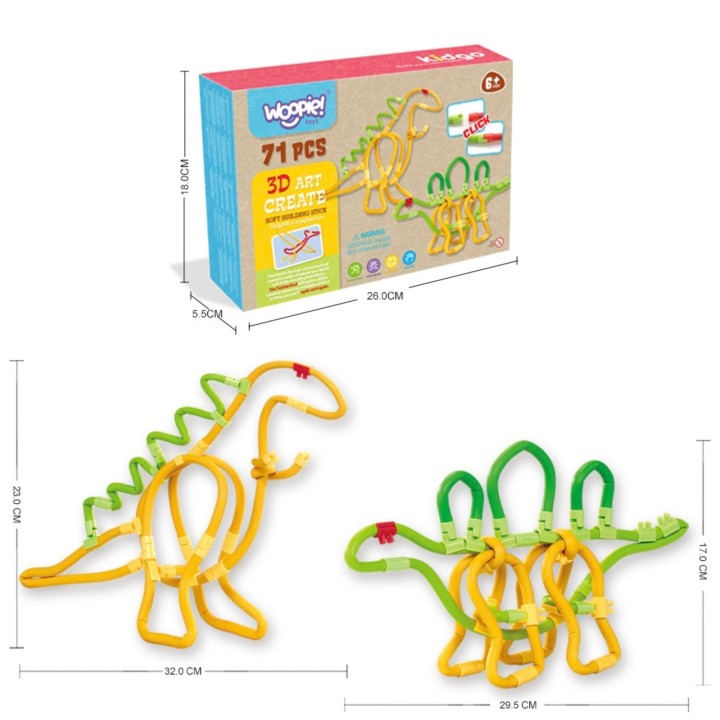 WOOPIE 3D Construction Set 71 Piece Dinosaur Sticks
