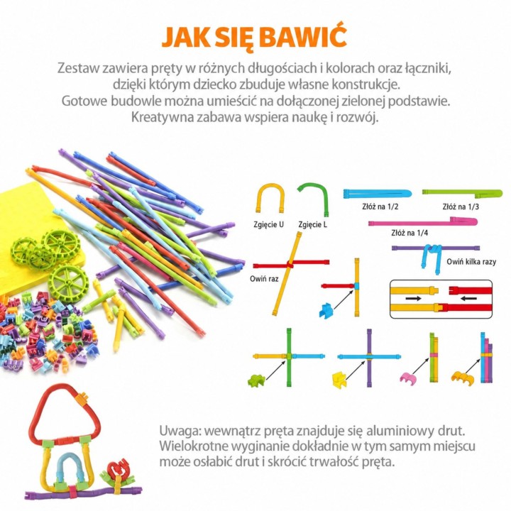 WOOPIE Zestaw Konstrukcyjny 3D 71 el. Dinozaur Patyczki